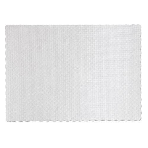 Image of Hoffmaster® Knurl Embossed Scalloped Edge Placemats, 9.5 X 13.5, White, 1,000/carton