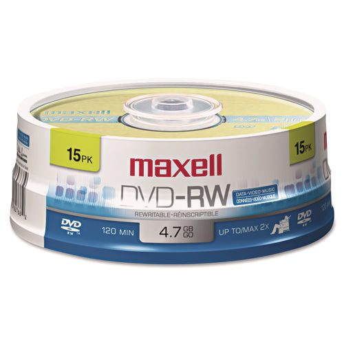 Image of Maxell® Dvd-Rw Rewritable Disc, 4.7 Gb, 2x, Spindle, Gold, 15/pack