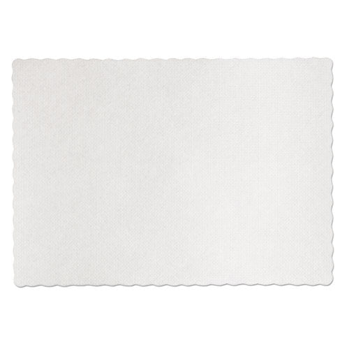 Image of Hoffmaster® Knurl Embossed Scalloped Edge Placemats, 9.5 X 13.5, White, 1,000/carton