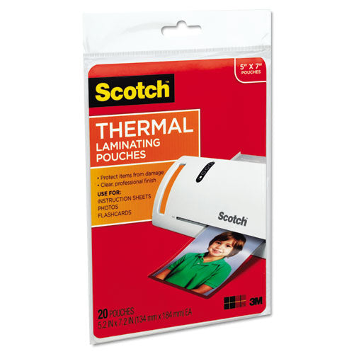 Image of Scotch Laminating Pouches, 5 Mil, 5" X 7", Gloss Clear, 20/pack