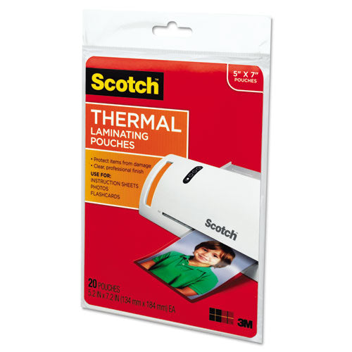 Image of Scotch Laminating Pouches, 5 Mil, 5" X 7", Gloss Clear, 20/pack