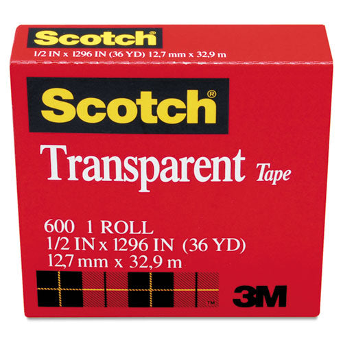Image of Scotch® Transparent Tape, 1" Core, 0.5" X 36 Yds, Transparent