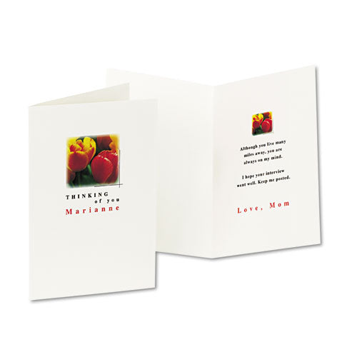 Image of Avery® Half-Fold Greeting Cards with Envelopes, Inkjet, 65 lb, 5.5 x 8.5, Textured Uncoated White, 1 Card/Sheet, 30 Sheets/Box