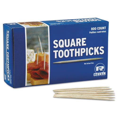 Image of AmerCareRoyal® Square Wood Toothpicks, 2.75", Natural, 800/box, 24 Boxes/carton