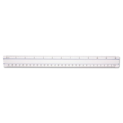 Image of Westcott® 12" Magnifying Ruler, Standard/metric, Plastic, Clear