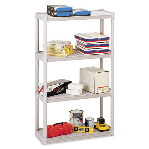 Image of Iceberg Rough n Ready Open Storage System, Four-Shelf, Injection-Molded Polypropylene, 32w x 13d x 54h, Platinum