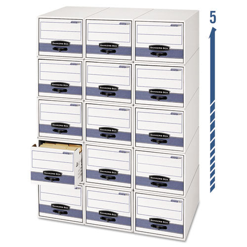 Image of Bankers Box® Stor/drawer Steel Plus Extra Space-Savings Storage Drawers, 10.5" X 25.25" X 5.25", White/blue, 12/carton