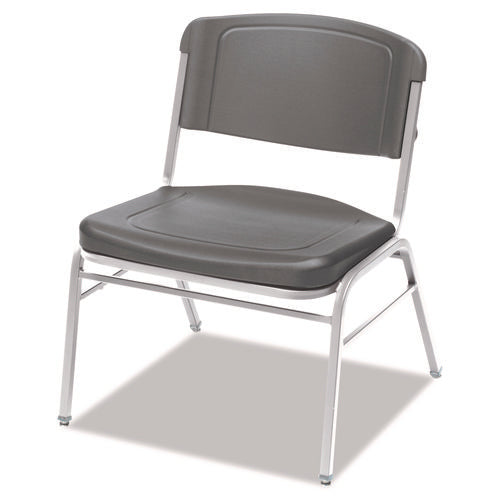 Image of Iceberg Rough n Ready Wide-Format Big and Tall Stack Chair, Supports 500 lb, 18.5" Seat Height, Charcoal Seat/Back, Silver Base, 4/CT
