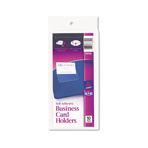 Image of Avery® Self-Adhesive Top-Load Business Card Holders, Top Load, 3.5 x 2, Clear, 10/Pack