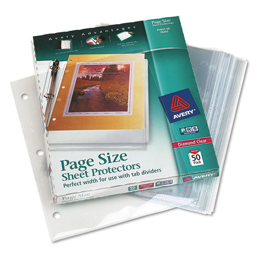 Image of Avery® Top-Load Poly 3-Hole Punched Sheet Protectors, Letter, Diamond Clear, 50/box