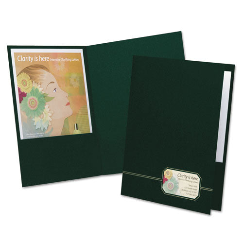 Image of Oxford Monogram Series Business Portfolio, Premium Cover Stock, 0.5" Capacity, 11 X 8.5, Green W/embossed Gold Foil Accents, 4/pack