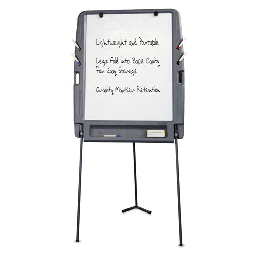 Image of Iceberg Ingenuity Portable Flipchart Easel with Dry Erase Surface, 35" x 30", White Surface, Charcoal Gray Polyethylene Frame