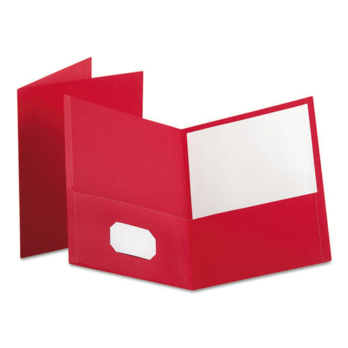 Image of Oxford Twin-Pocket Folder, Embossed Leather Grain Paper, 0.5" Capacity, 11 X 8.5, Red, 25/box