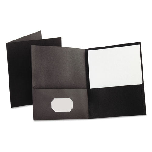 Image of Oxford Twin-Pocket Folder, Embossed Leather Grain Paper, 0.5" Capacity, 11 X 8.5, Black, 25/box