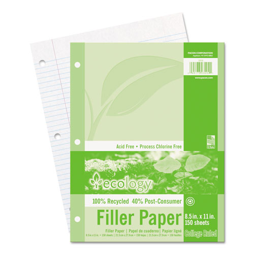 Image of Pacon® Ecology Filler Paper, 3-Hole, 8.5 X 11, Medium/college Rule, 150/pack
