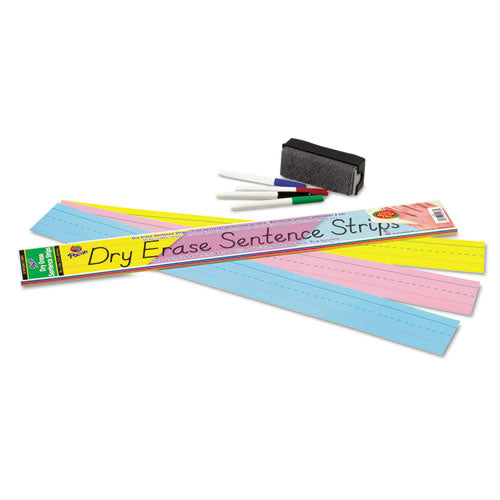 Image of Pacon® Dry Erase Sentence Strips, 24 X 3, Blue; Pink; Yellow, 30/pack
