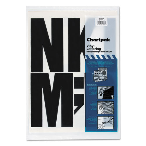 Image of Chartpak® Press-On Vinyl Self-Adhesive Uppercase Letters, 6" Tall, Black Characters, 38/Pack