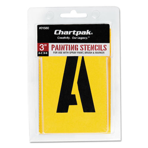 Image of Chartpak® Professionial Lettering Stencils, Painting Stencil Set, A-Z Set/0-9, 3", Manila, 35/set