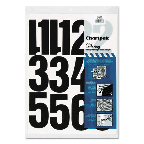 Image of Chartpak® Press-On Vinyl Self-Adhesive Numbers, 4" Tall, Black Characters, 23/Pack