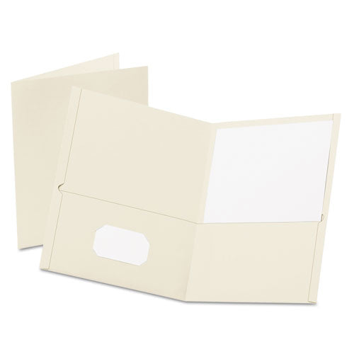 Image of Oxford Twin-Pocket Folder, Embossed Leather Grain Paper, 0.5" Capacity, 11 X 8.5, White, 25/box