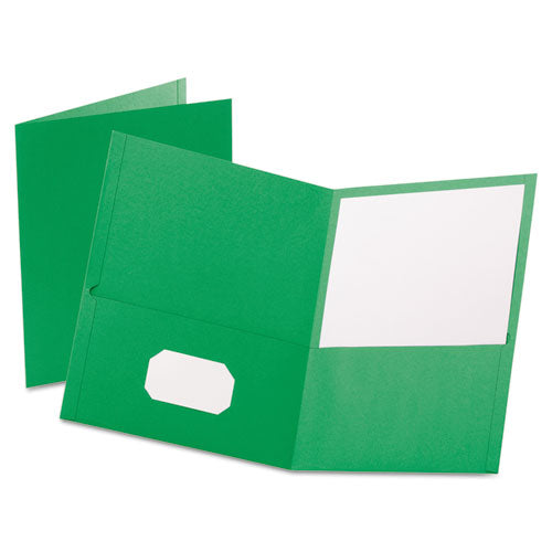 Image of Oxford Twin-Pocket Folder, Embossed Leather Grain Paper, 0.5" Capacity, 11 X 8.5, Light Green, 25/box