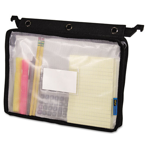 Image of Advantus Expanding Zipper Pouch, 3-Hole Punched, 13" x 9.25", Clear/Black