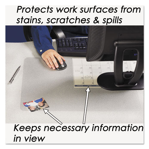 Image of Artistic® KrystalView Desk Pad with Antimicrobial Protection, Glossy Finish, 24 x 19, Clear