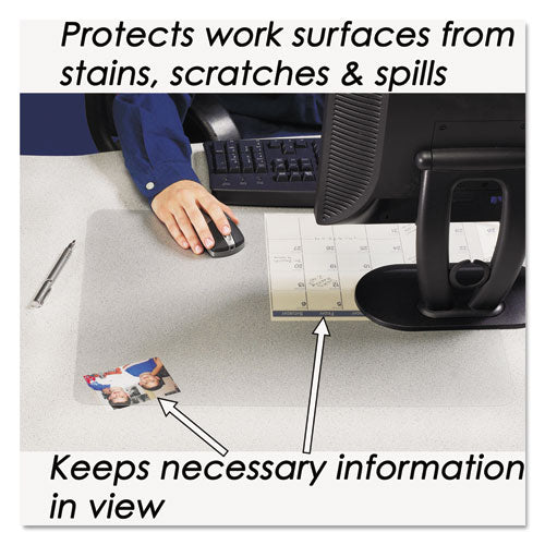 Image of Artistic® KrystalView Desk Pad with Antimicrobial Protection, Glossy Finish, 38 x 24, Clear