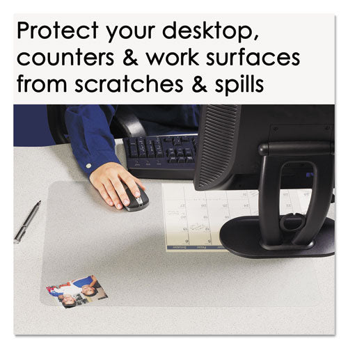 Image of Artistic® KrystalView Desk Pad with Antimicrobial Protection. Matte Finish, 17 x 12, Clear