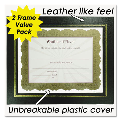 Image of NuDell Leatherette Document Frame, 8.5 x 11, Black, Pack of Two
