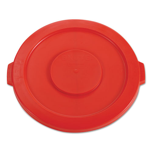 Image of Rubbermaid® Commercial BRUTE Self-Draining Flat Top Lids for 32 gal Round BRUTE Containers, 22.25" Diameter, Red