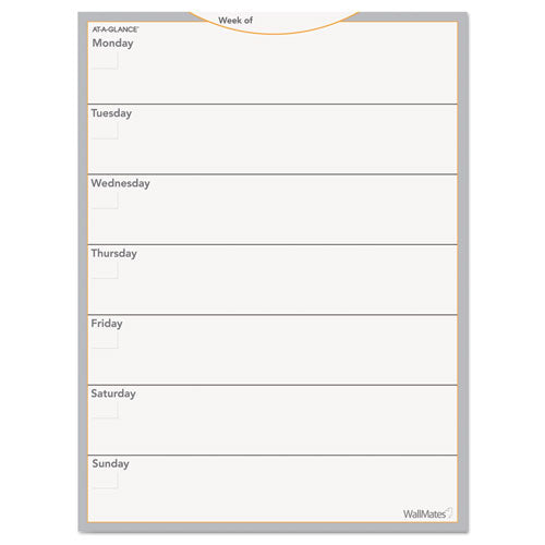 Image of AT-A-GLANCE® Wallmates Self-Adhesive Dry Erase Weekly Planning Surfaces, 18 X 24, White/gray/orange Sheets, Undated