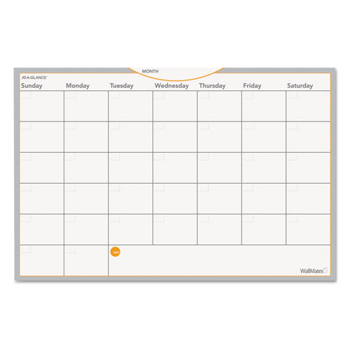 Image of AT-A-GLANCE® Wallmates Self-Adhesive Dry Erase Monthly Planning Surfaces, 18 X 12, White/gray/orange Sheets, Undated