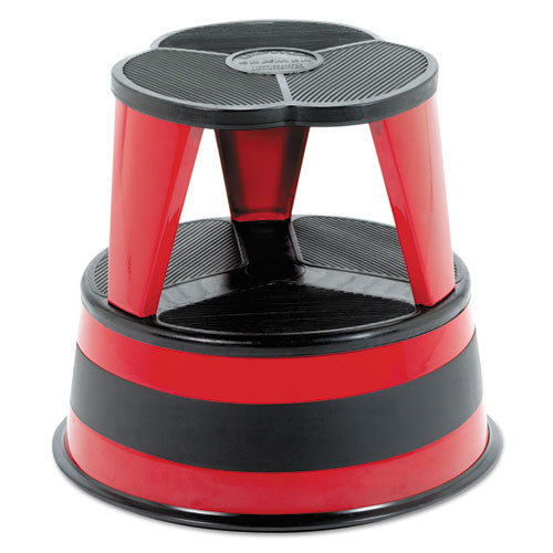 Image of Cramer® Kik-Step Steel Step Stool, 2-Step, 350 lb Capacity, 16" Diameter x 14.25"h, Red