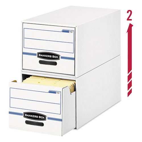 Image of Bankers Box® Stor/drawer Basic Space-Savings Storage Drawers, Letter Files, 14" X 25.5" X 11.5", White/blue, 6/carton