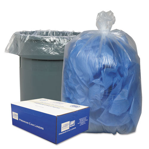 Image of Classic Clear Linear Low-Density Can Liners, 60 gal, 0.9 mil, 38" x 58", Clear, 10 Bags/Roll, 10 Rolls/Carton