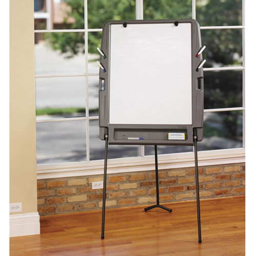 Image of Iceberg Ingenuity Portable Flipchart Easel with Dry Erase Surface, 35" x 30", White Surface, Charcoal Gray Polyethylene Frame