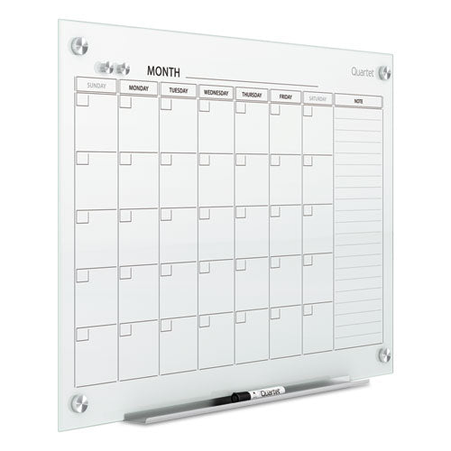 Image of Quartet® Infinity Magnetic Glass Calendar Board, Monthly Planning/Scheduling, 36" x 24", White Surface