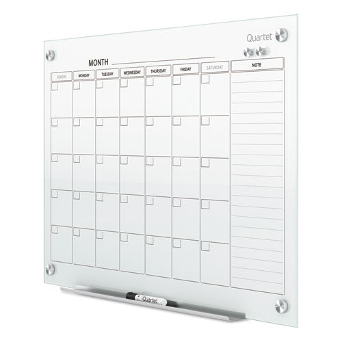 Image of Quartet® Infinity Magnetic Glass Calendar Board, Monthly Planning/Scheduling, 48" x 36", White Surface