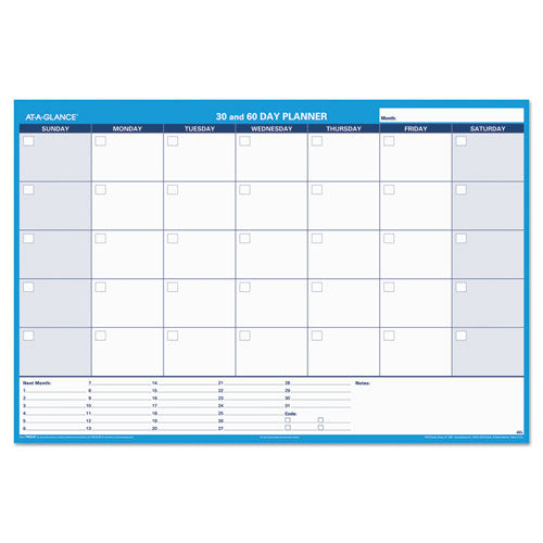 Image of AT-A-GLANCE® 30/60-Day Undated Horizontal Erasable Wall Planner, 48 X 32, White/blue Sheets, Undated