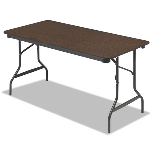 Image of Iceberg OfficeWorks Classic Wood-Laminate Folding Table, Curved Legs, Rectangular, 60" x 30" x 29", Walnut