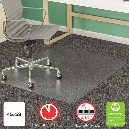 Image of deflecto® Supermat Frequent Use Chair Mat, Med Pile Carpet, 45 X 53, Beveled Rectangle, Clear