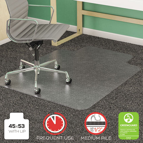 Image of deflecto® Supermat Frequent Use Chair Mat For Medium Pile Carpet, 45 X 53, Wide Lipped, Clear