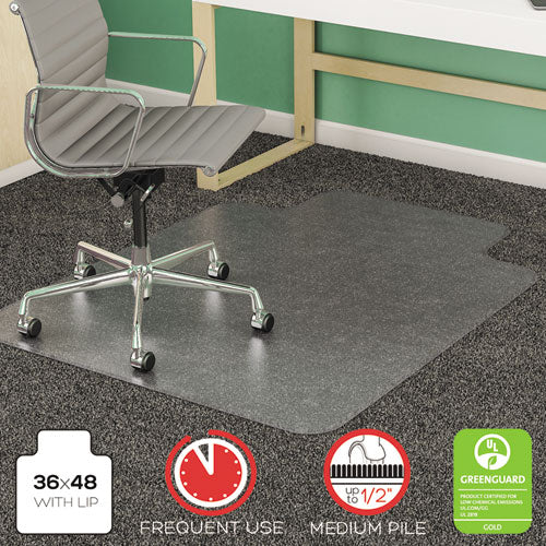Image of deflecto® Supermat Frequent Use Chair Mat, Med Pile Carpet, Flat, 36 X 48, Lipped, Clear