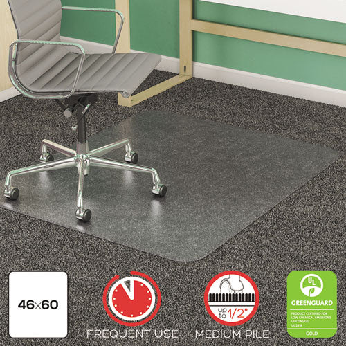 Image of deflecto® Supermat Frequent Use Chair Mat, Medium Pile Carpet, Flat, 46 X 60, Rectangle, Clear