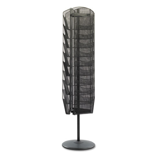 Image of Safco® Onyx Mesh Rotating Magazine Display, 30 Compartments, 16.5w X 16.5d X 66h, Black