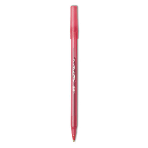 Image of BIC® Round Stic Xtra Life Ballpoint Pen, Stick, Medium 1 Mm, Red Ink, Translucent Red Barrel, Dozen