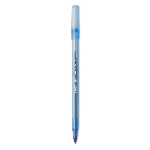 Image of BIC® Round Stic Xtra Precision Ballpoint Pen, Stick, Fine 0.8 Mm, Blue Ink, Translucent Blue Barrel, Dozen