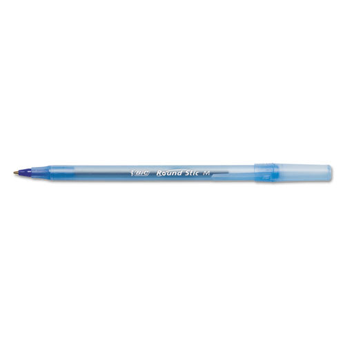 Image of BIC® Round Stic Xtra Life Ballpoint Pen, Stick, Medium 1 Mm, Blue Ink, Translucent Blue Barrel, Dozen