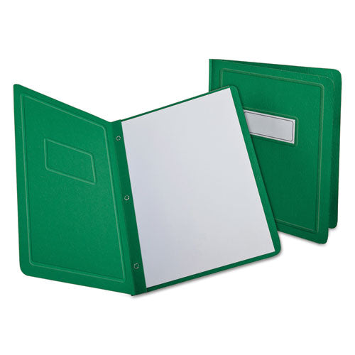 Image of Oxford Title Panel And Border Front Report Cover, Three-Prong Fastener, 0.5" Capacity, 8.5 X 11, Light Green/light Green, 25/box